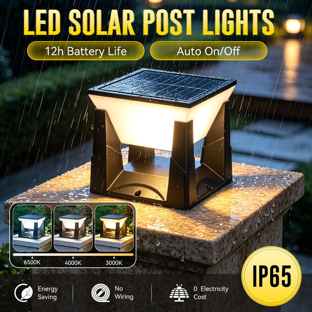 Smart Garden Fence - 3-kleuren zonne-postlamp IP65 waterdicht automatisch buiten