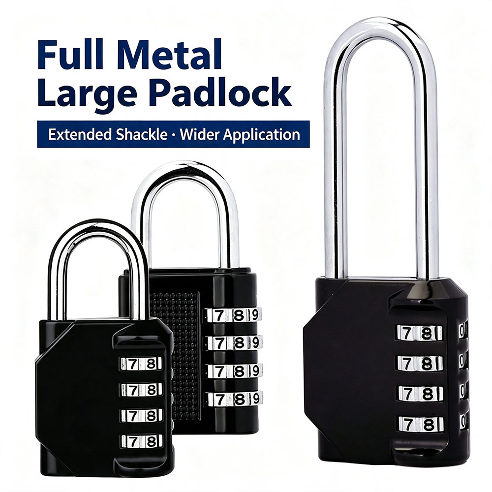 Smart Garden Gate Lock - 4-cijferig combinatiehangslot met lange beugel, waterdicht,
