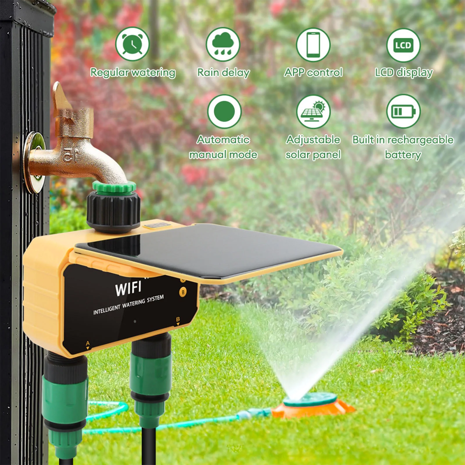 Wifi Irrigation Timer - Solar WiFi Smart Irrigatie Timer Regendetectiefunctie