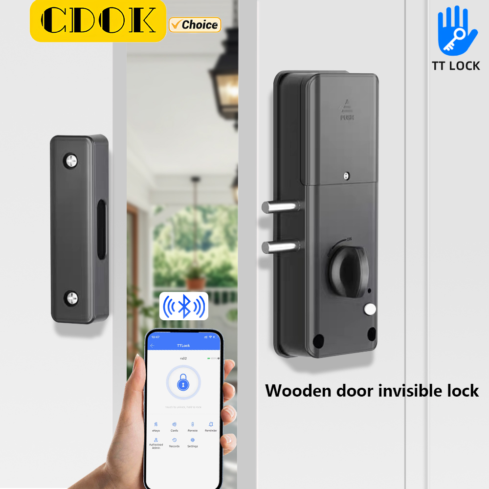 Smart Garden Gate Lock - CDOK RX02 TTlock Bluetooth, onzichtbaar houten